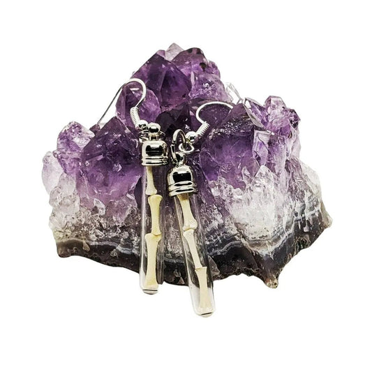 Real Animal Bone Earrings, Glass Vial, Apothecary, Silver Tone Earrings, Gothic Ear Jewelry, Wire Earrings - Uniquely Morbid
