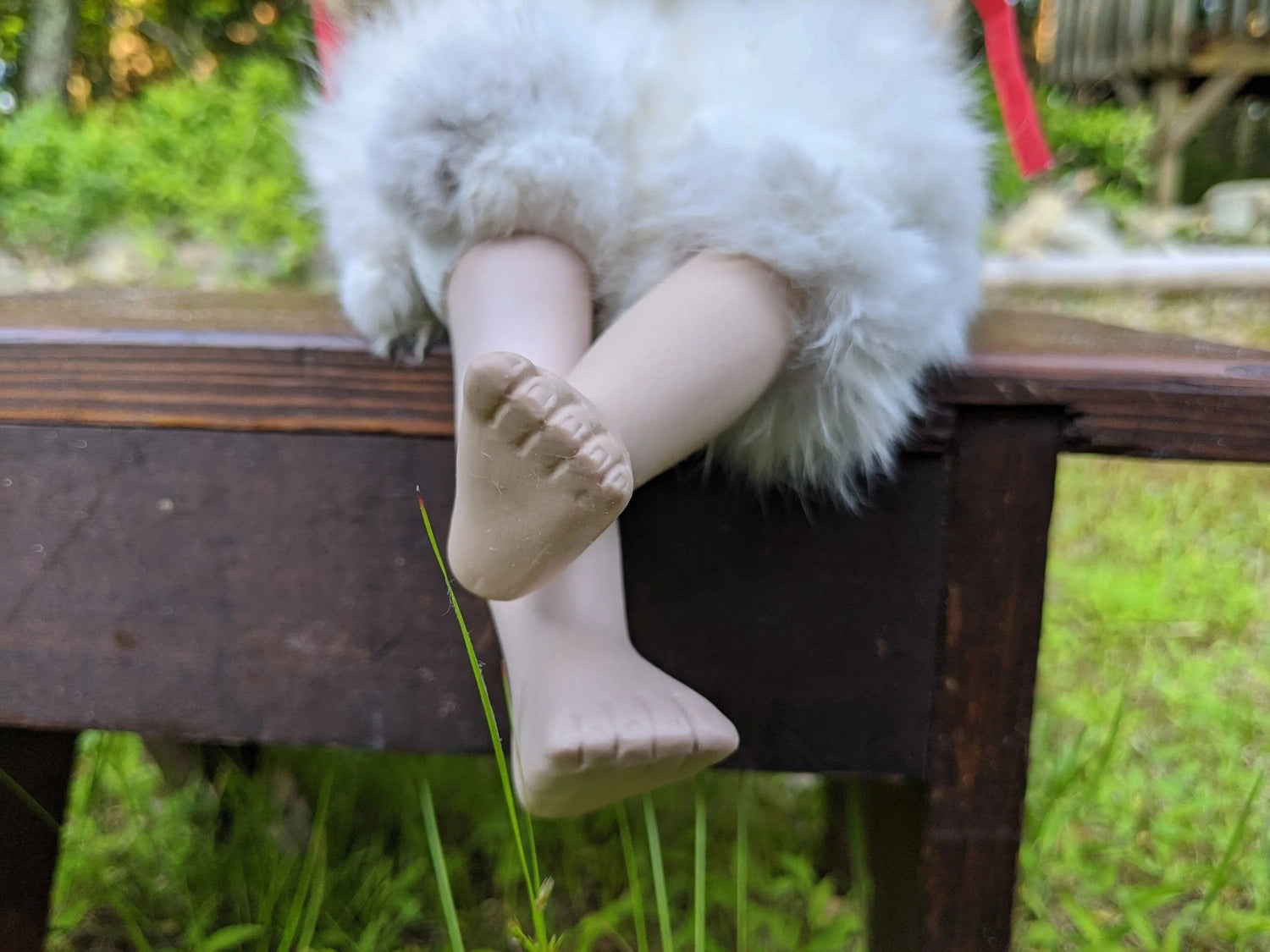 Feral Baby Doll Lillian , Real Bunny Rogue Taxidermy Mixed Media Vintage Porcelain Doll - Uniquely Morbid