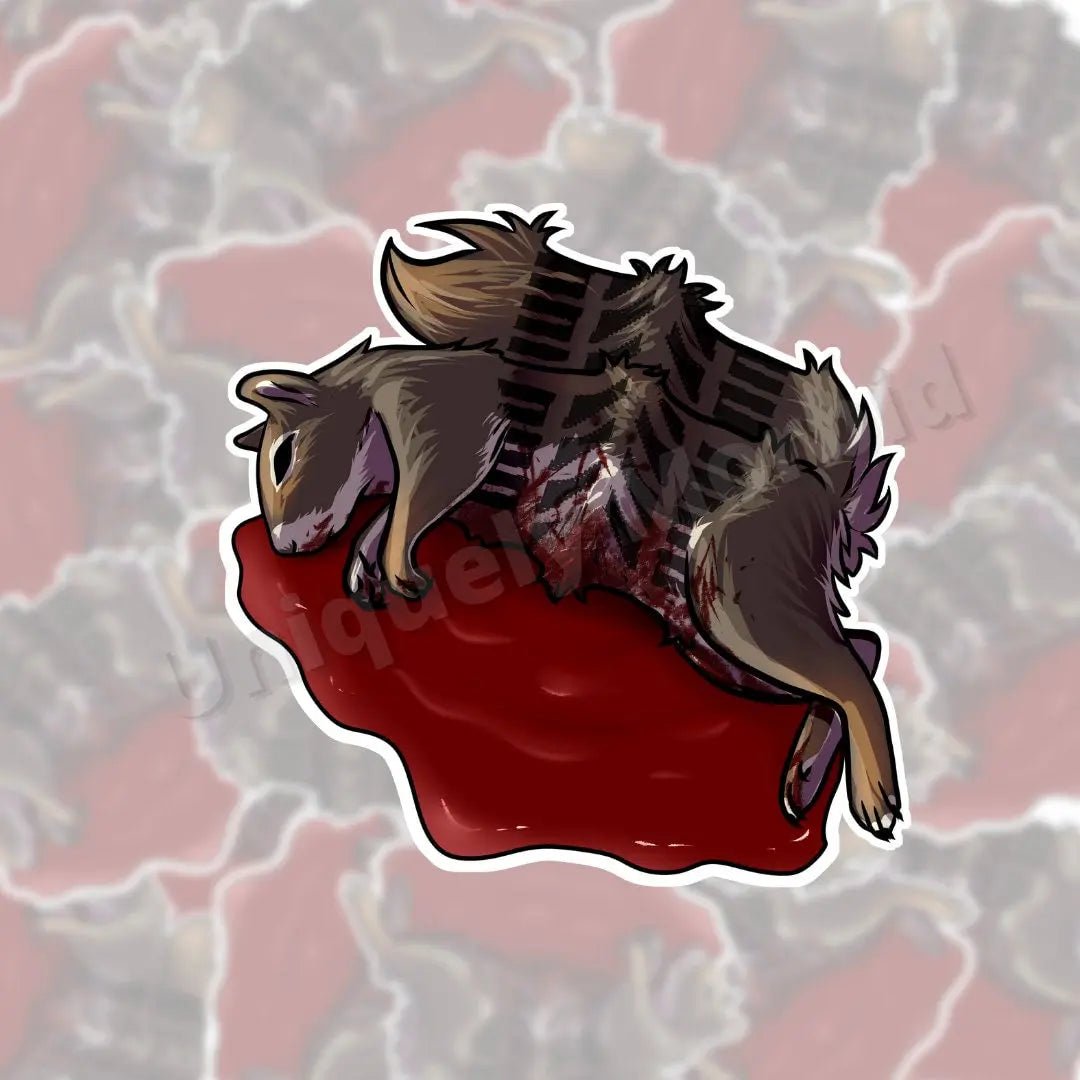 Squirrel Roadkill Die Cut Sticker - Uniquely Morbid